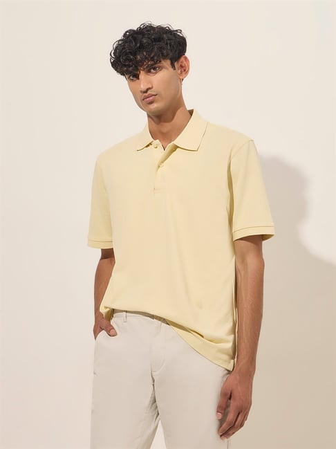 WES Casuals by Westside Light Yellow Relaxed-Fit Polo T-Shirt-picture-42