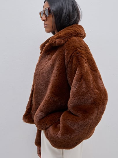 Wardrobe by Westside Brown Faux-Fur Jacket