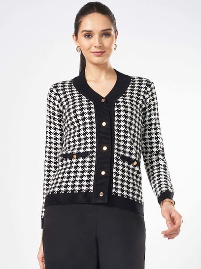 Annabelle by Pantaloons Black Jacquard Cardigan