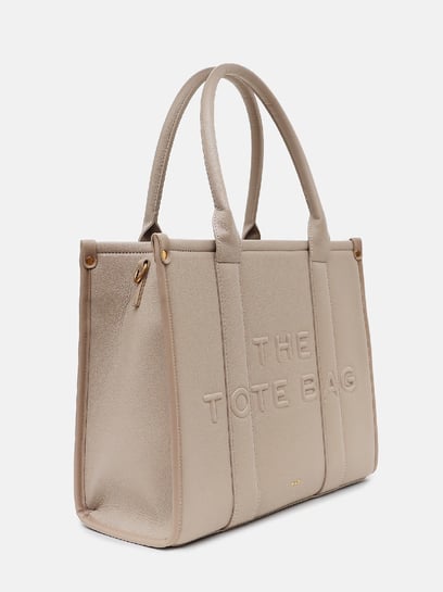 Kazo Taupe Textured Large Tote Handbag