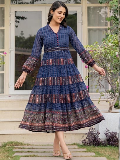 Juniper Navy Printed Dress