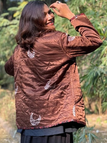 Buy Chidiyaa Willow Wrap Mashru Silk Reversible Jacket Online