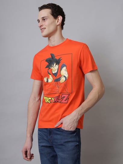 Buy Free Authority Orange Dragon Ball Z Printed Regular Fit Tshirt