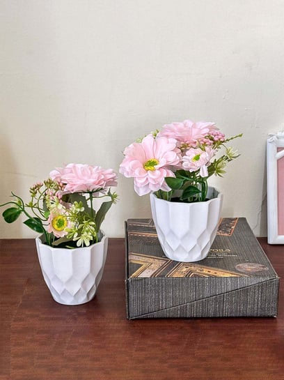 Buy Art Street Pink Artificial Daisy Flower Potted Vase - Set of 2