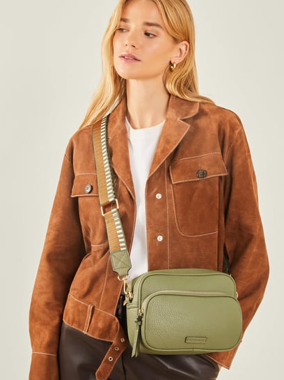 Accessorize London Khaki Solid Sling Handbag