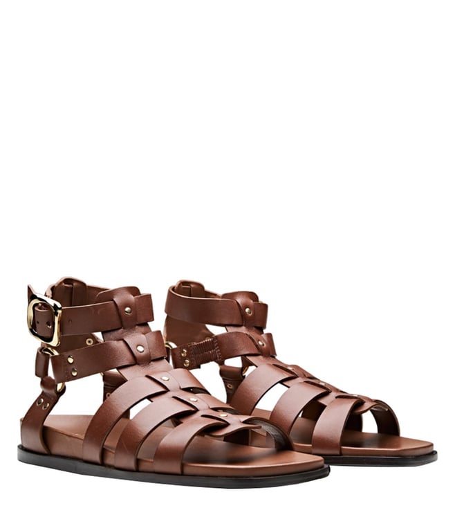 Buy Oroh Women s Orvieto Brown Gladiator Sandals Online Tata CLiQ Luxury