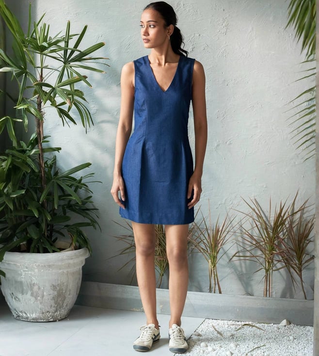 sapphire denim dress Wrangler Womens Darted Skirt Dress Sapphire Trace Size M