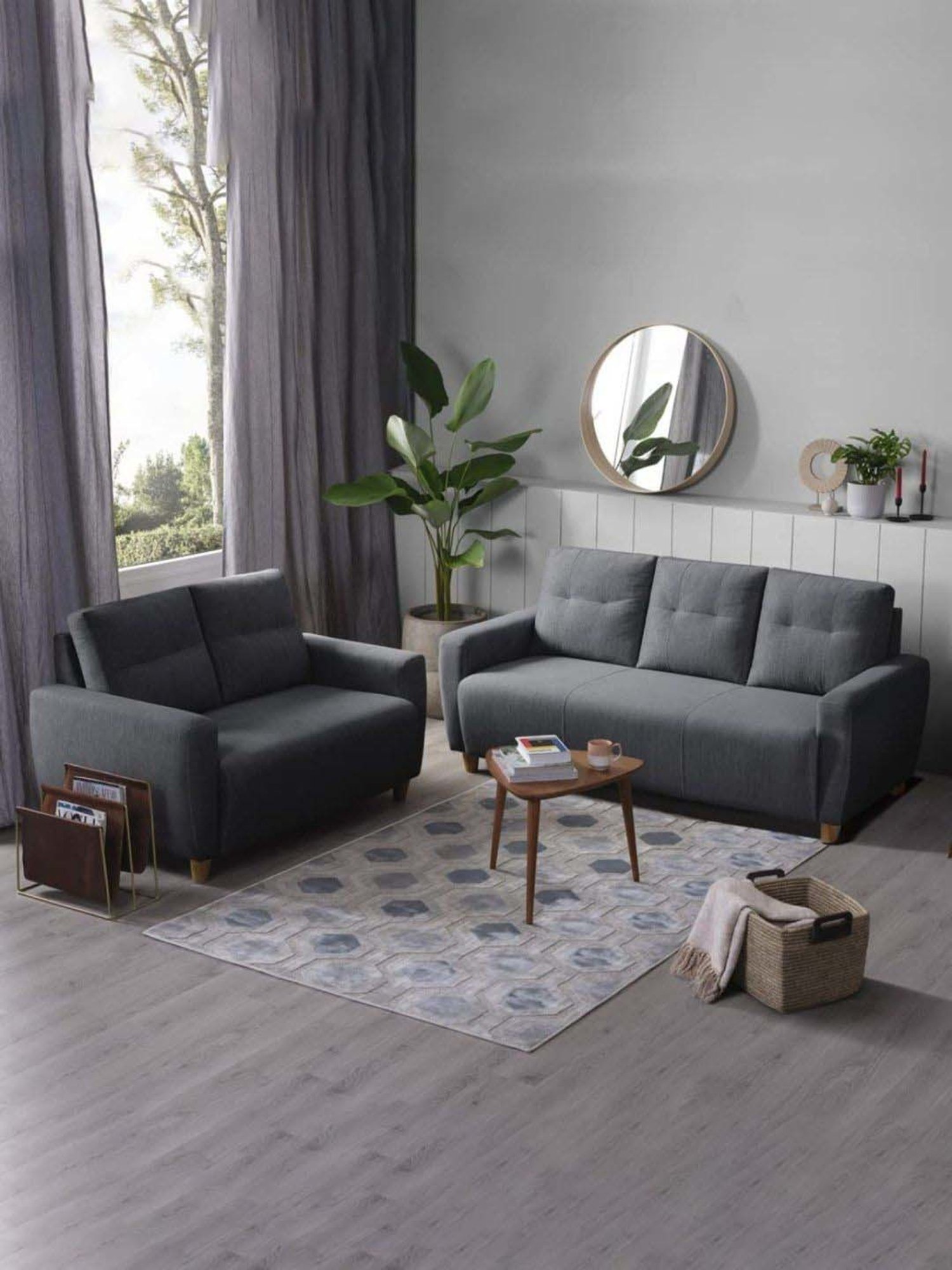 Buy Sleepyhead Yolo Sesame Grey Fabric 3+2 Seater Sofa Set at Best