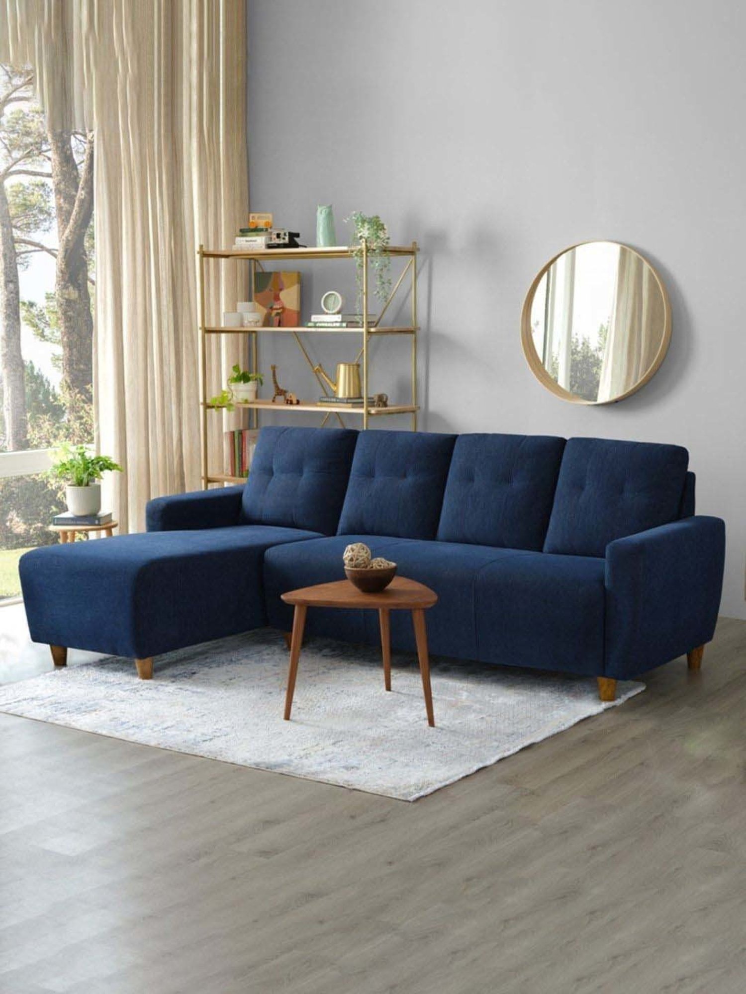 Buy Sleepyhead Yolo Berry Blue Fabric 3 Seater LHS L Shape Sofa