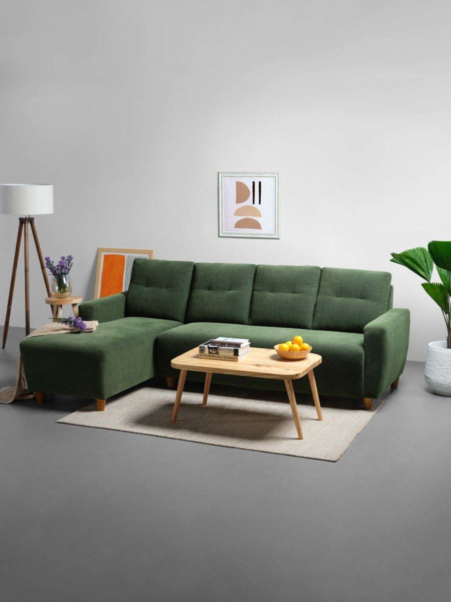 Buy Sleepyhead Yolo Avocado Green Fabric 3 Seater LHS L Shape Sofa