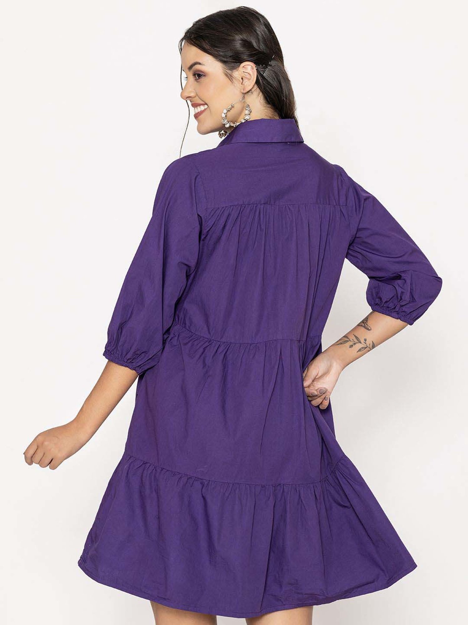 casual purple summer dresses for women Lilac Purple Floral Cute Cotton Mini Summer Dress Lilac Floral / Large