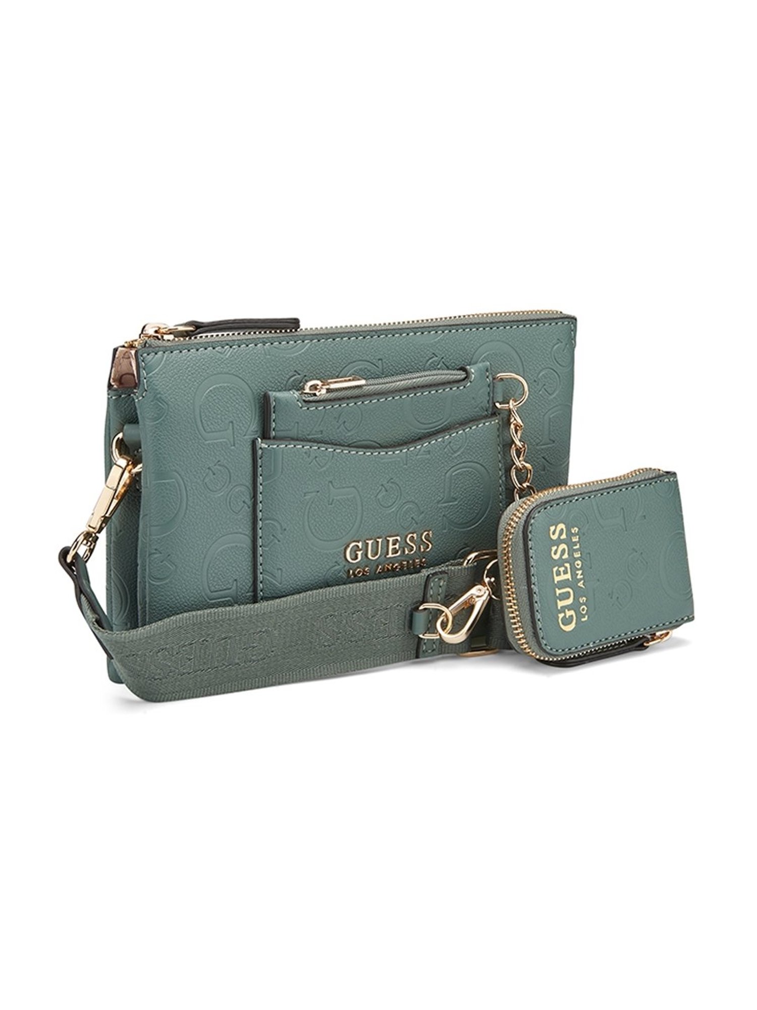 Guess Green Tea Printed Normandy Mini Crossbody Bag