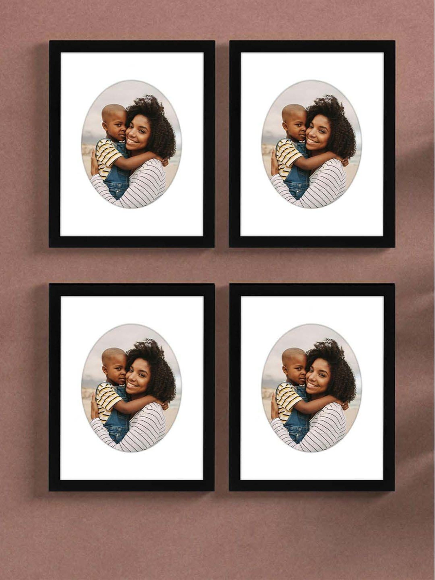 Buy Art Street Photo Frame With Oval Shape Mat - Set of 4 at Best