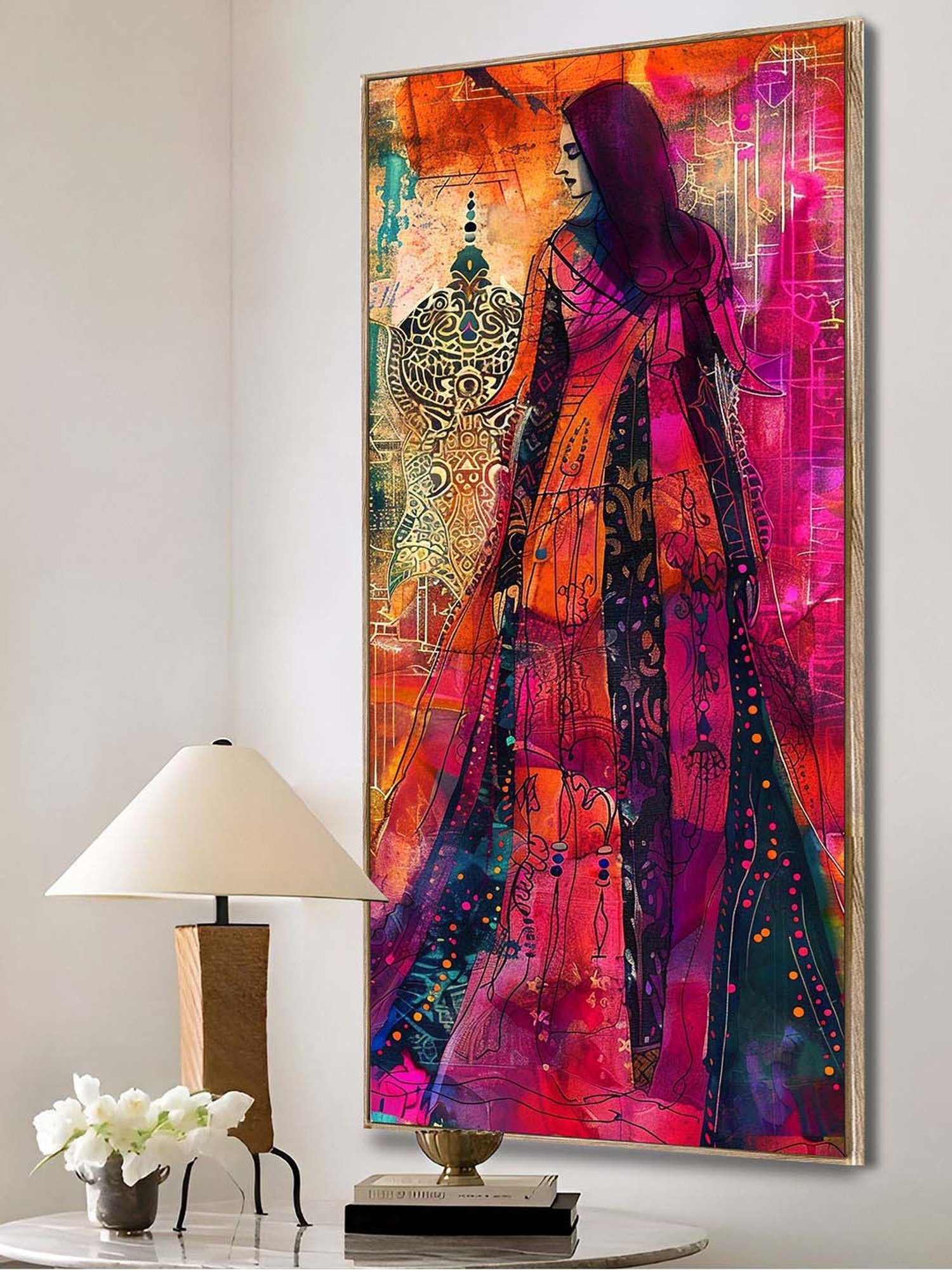 Buy Art Street Pink Vintage Vogue Vignette Women Framed Canvas