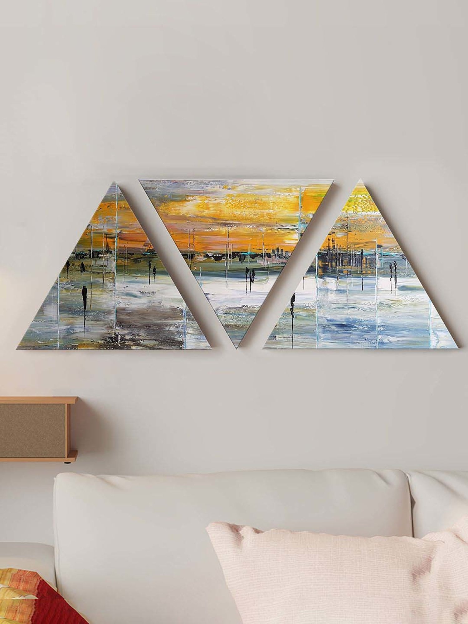 Buy Art Street Modern Minimalist Triangle Stretched Painting - Set