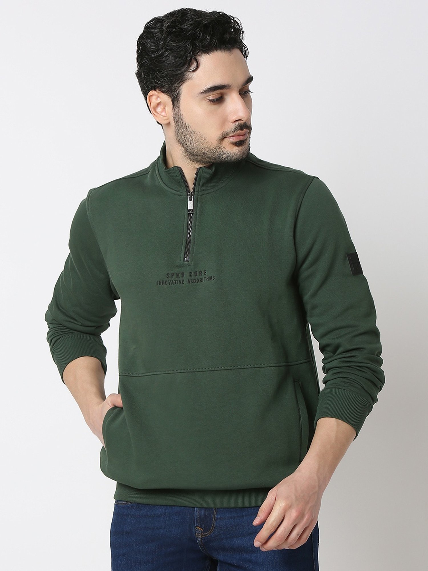 Buy Spykar Green Regular Fit Sweatshirt for Mens Online @ Tata CLiQ