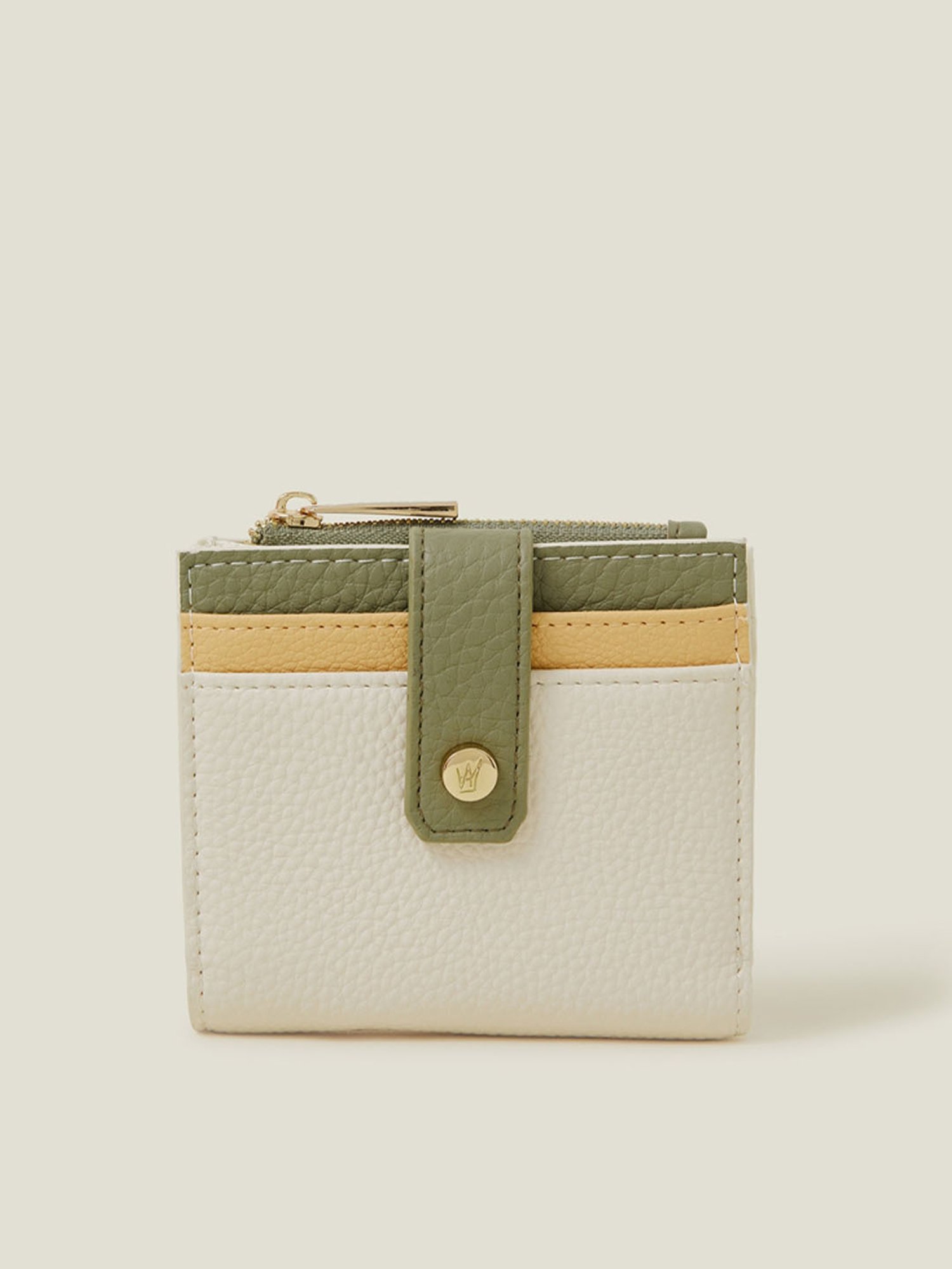 Accessorize London Cream Textured Bi-Fold Wallet for Women
