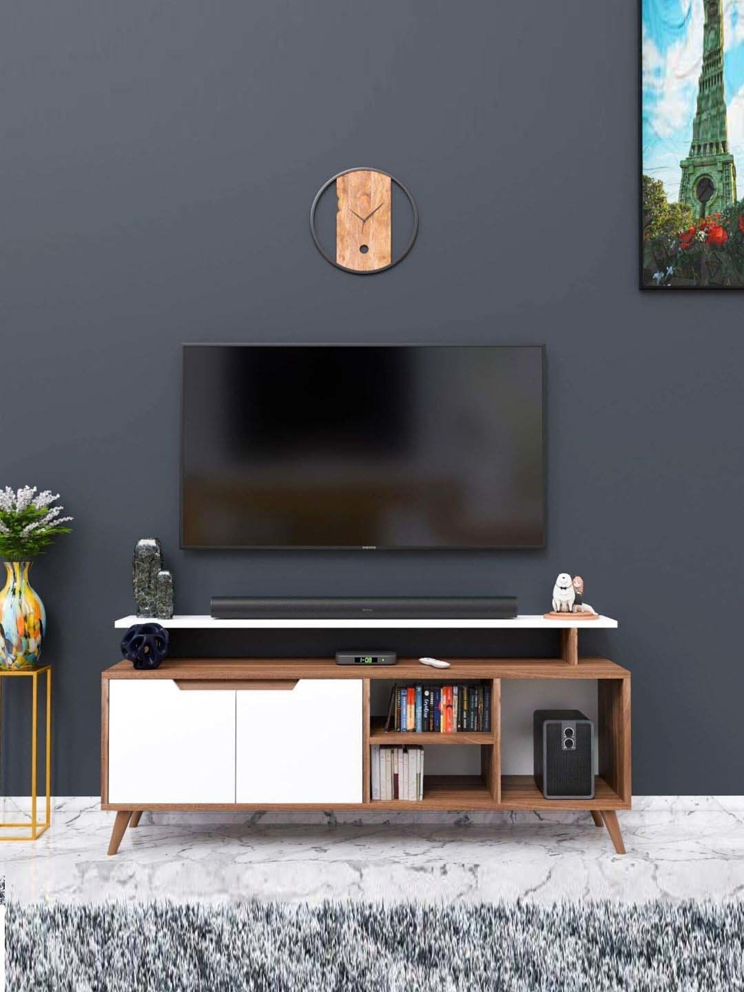 SPYDER CRAFT Engineered Wood TV Entertainment Unit (Noce Lyon & White)