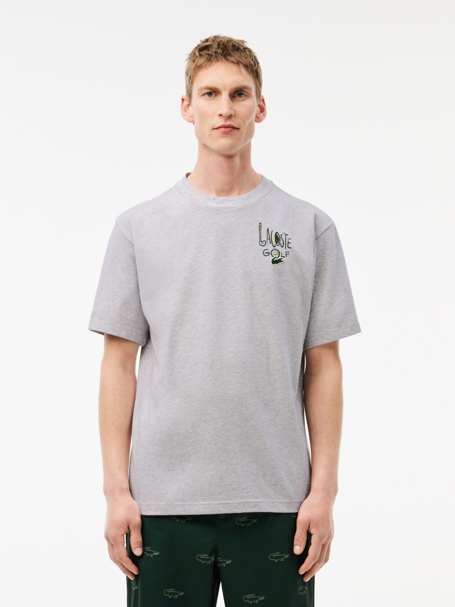 Lacoste Grey Relax Fit Printed T-Shirt