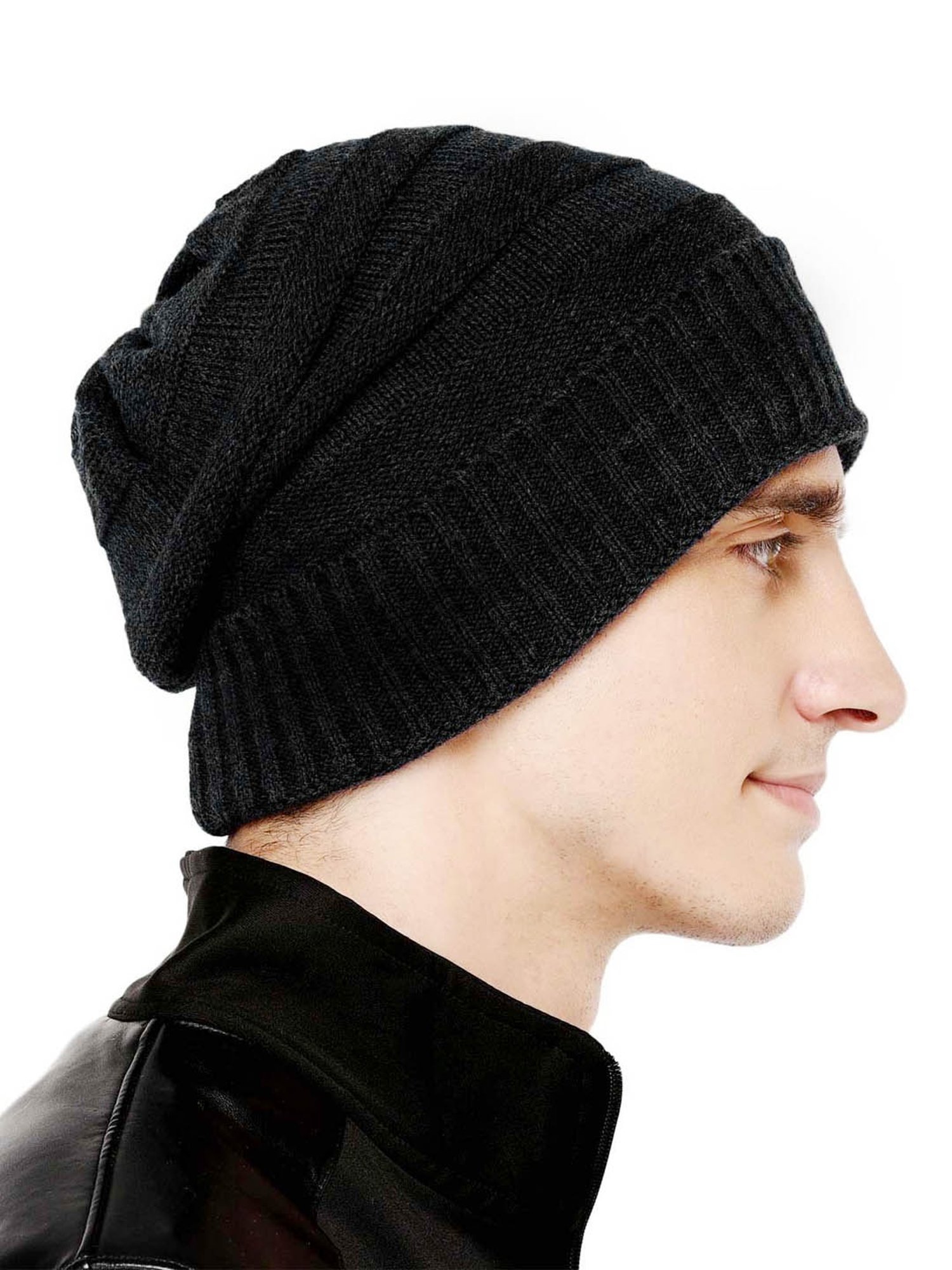 BHARATASYA Black Acrylic Beanie