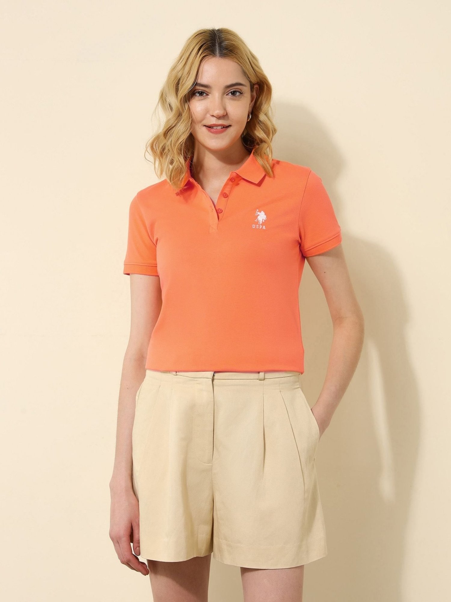 U.S. Polo Assn. Orange Cotton Regular Fit Polo T-Shirt