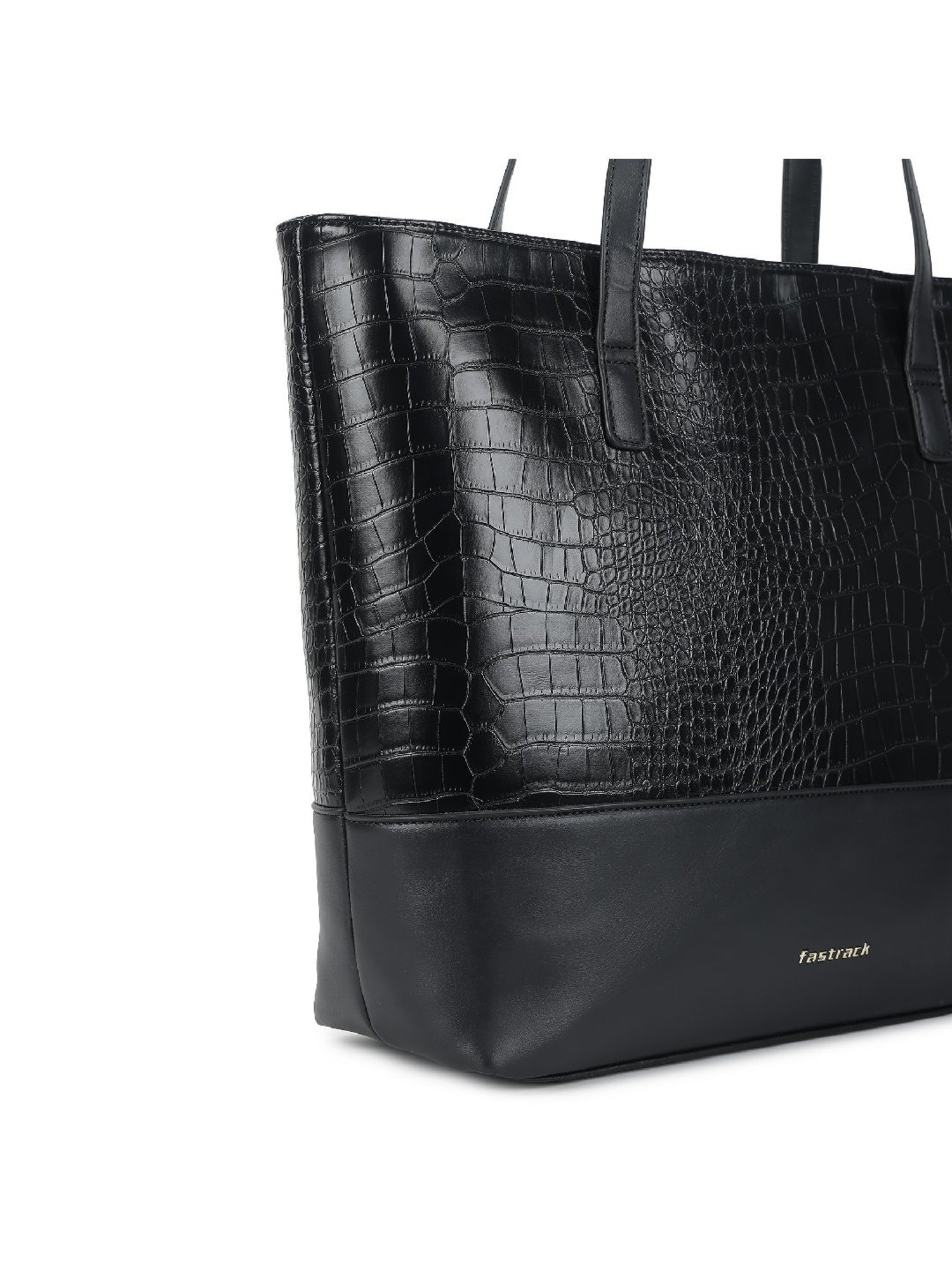 Buy Fastrack CL7 Black Animal Effect Large Laptop Tote Handbag For