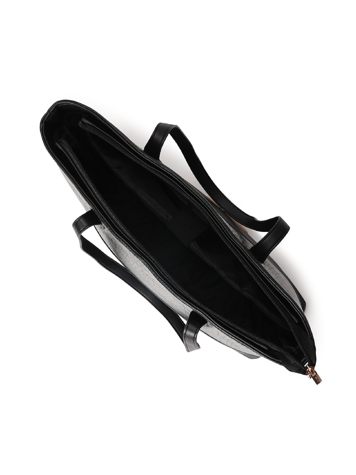 Buy Fastrack CL7 Black Animal Effect Large Laptop Tote Handbag For
