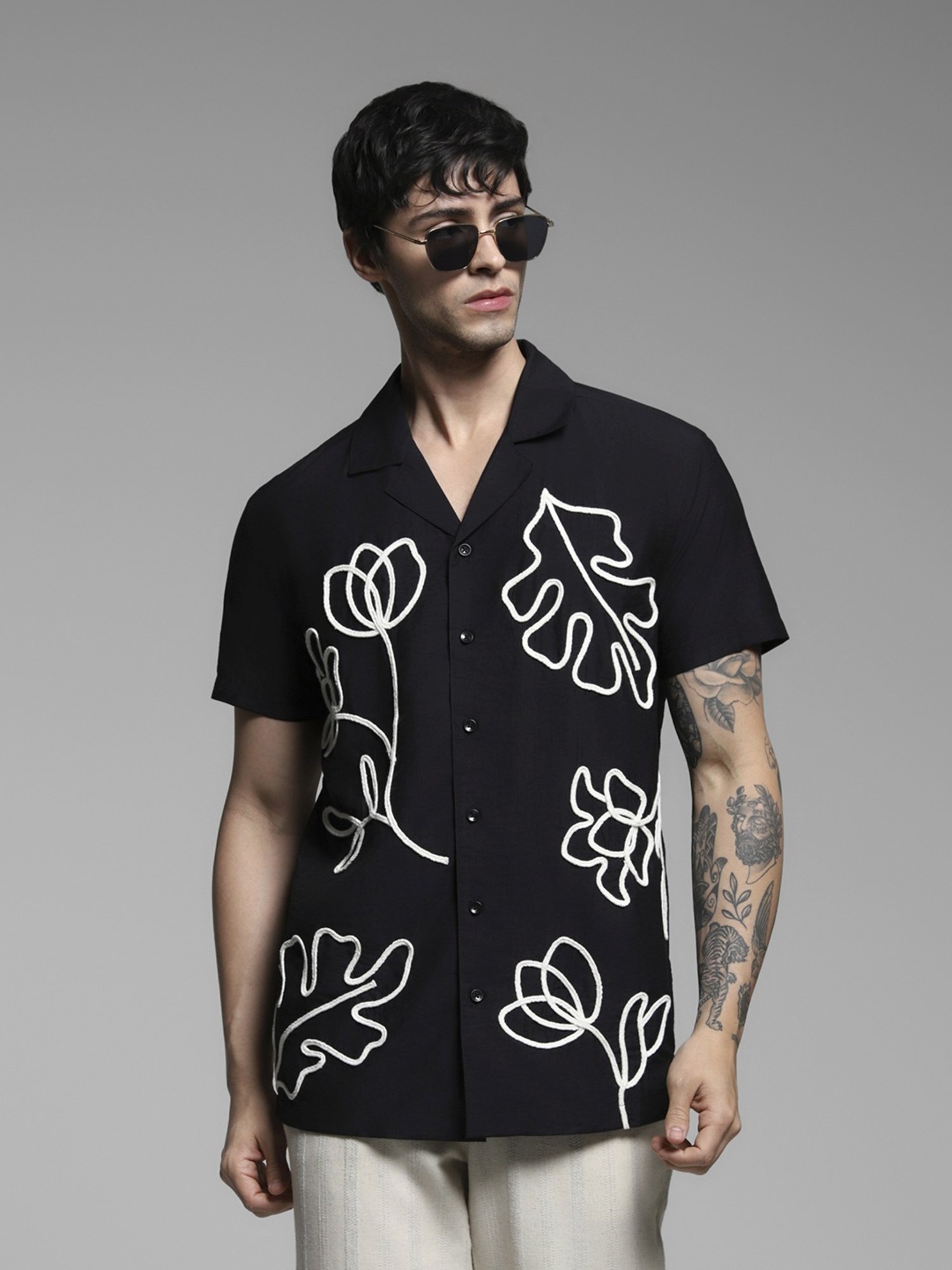 Jack & Jones Black Comfort Fit Embroidered Shirt