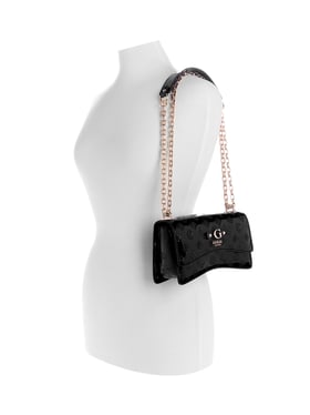 GUESS Gerty Borsa A Spalla Convertibile Donna – Tracolla Flap Logo Nero, Dimensioni Medie 24x12x6 Cm - 2