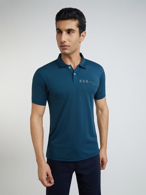 Parx Blue Regular Fit Printed Polo T-Shirts-picture-23