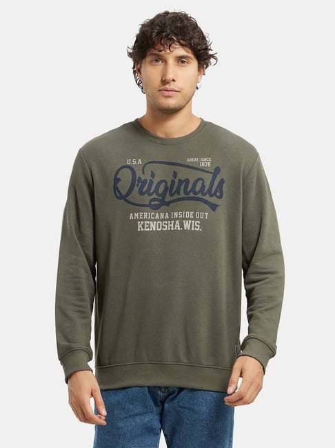 Buy Jockey Grey Comfort Fit Printed SweatShirt for Mens Online