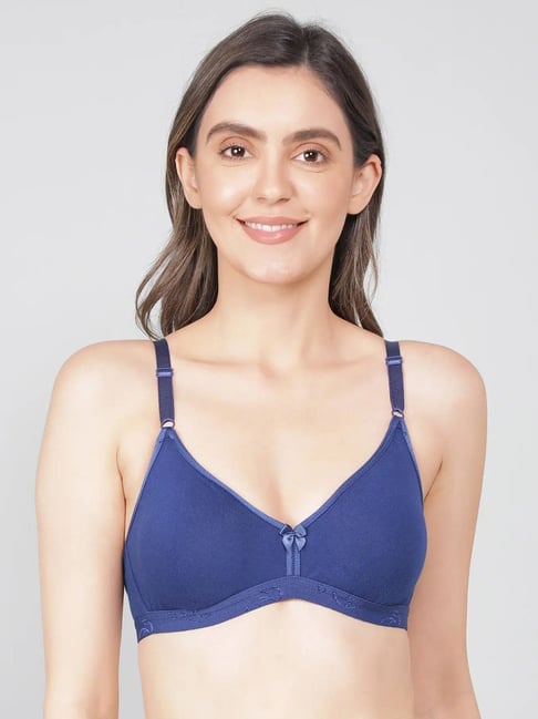 Buy Jockey Dark Blue Cotton Non-Wired Medium Coverage Bralette for