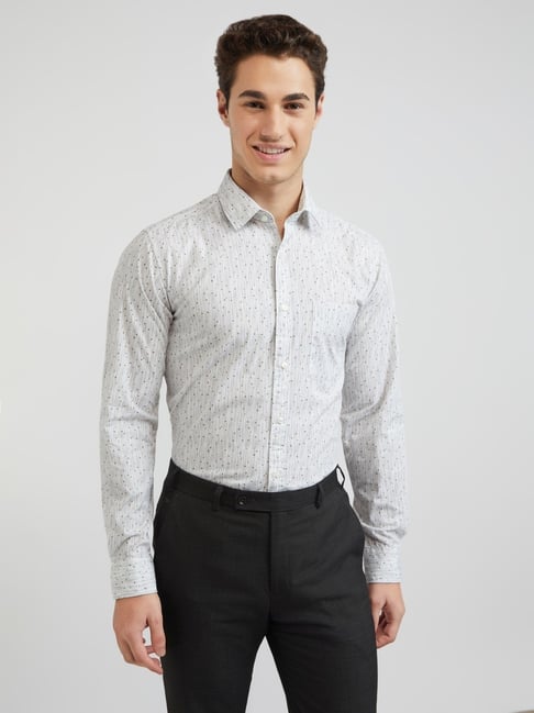 Raymond White Slim Fit Printed Shirt