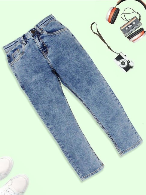 Kiddopanti Kids Light Blue Solid Jeans