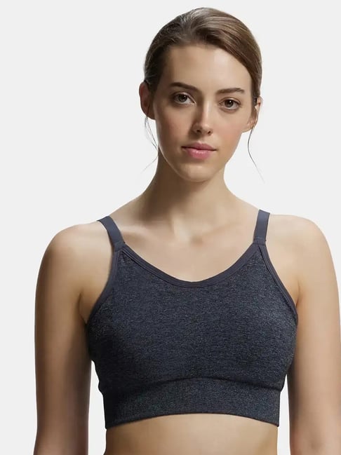 Jockey MI17 Women's Wirefree Padded Nylon Recycled Polyester Racer Back Styling Sports Bra-picture-11