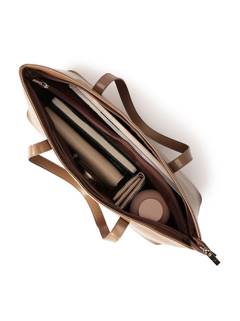 Fastrack Women Tan College Tote Bag Fits Upto 15 Laptop - Main Image