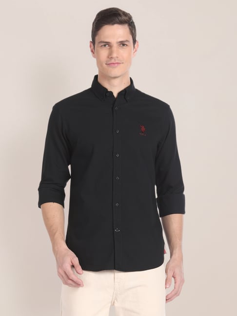 U.S. Polo Assn. Black Regular Fit Cotton Shirt