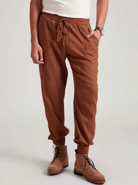Buy B77 Brown Jalen Casual And Chic Linen Jogger Pants for Men