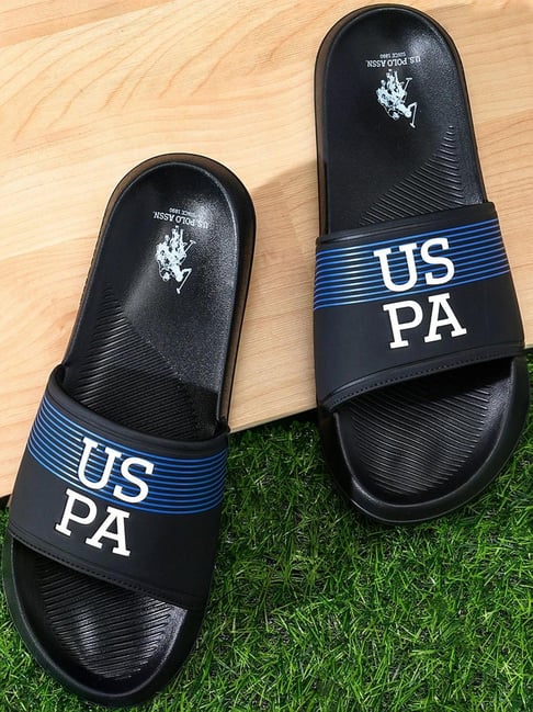 U.S. Polo Assn. Men's Black Slides