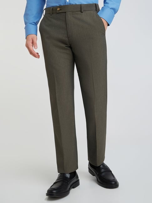 Park Avenue Brown Regular Fit Trousers