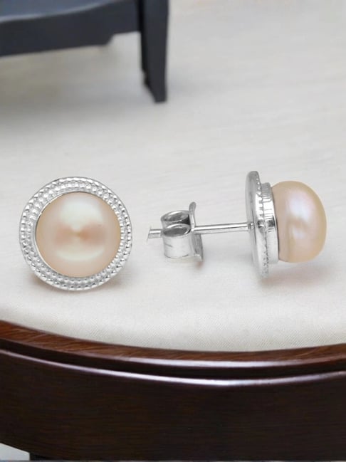 Sri Jagdamba Pearls 925 Silver Rachana Stud Earrings-image-43