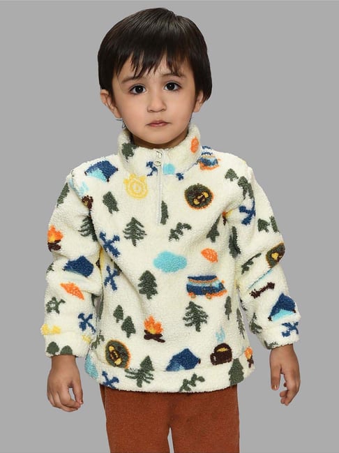 MiArcus Unisex Cream Printed Full Sleeves Sweatshirt