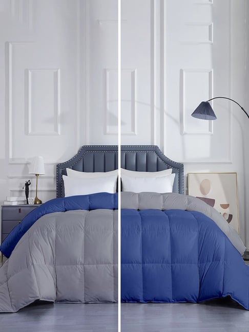 Razzai Microfiber 300GSM Mild Winter Reversible Single Bed Blue Grey  Quilted Comforter