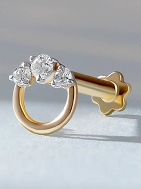 Mia by Tanishq Radiant Circle Gold and Diamond Nose Pin for Women