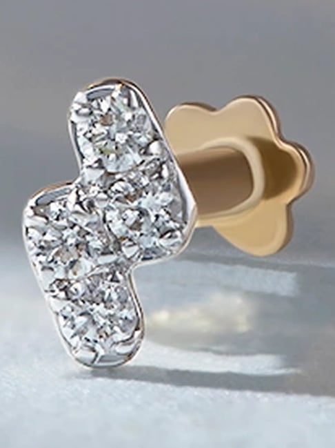 Buy Mia by Tanishq Sparkle Twist Gold and Diamond Nose Pin Online