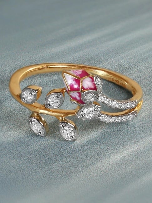 Mia by Tanishq Floral Fantasy Gold Diamond Finger Ring for Women