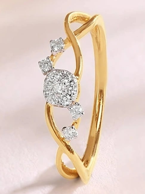 Mia by Tanishq Dancing Vines Gold Diamond Finger Ring for Women