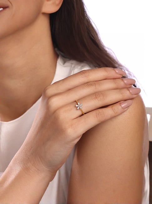 Buy Mia by Tanishq Floral Brilliance Gold Diamond Finger Ring