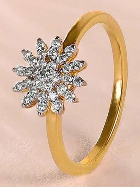 Buy Mia by Tanishq Floral Sparkle Gold Diamond Finger Ring