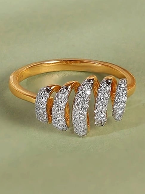 Mia by Tanishq Spiral Symphony Gold Diamond Finger Ring for Women